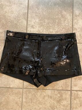 Express Black Sequin Bike Shorts Hot Pants Size 10